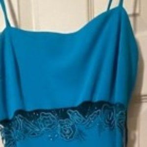 Full length royal blue cocktail dress